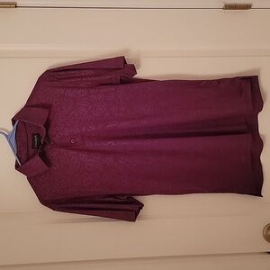 Chase 54, NEW with Tag, Wine Colored w/ Paisley Pattern Polo Shirt, SIze S.